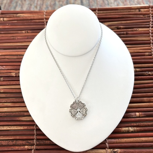 Brighton Silver Convertible Flower Heart Necklace - Picture 1 of 11